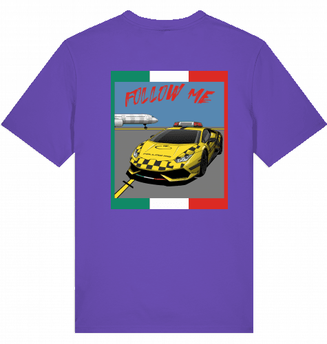 Aviation Airport T-Shirt "Follow Me Italia Supercar" Airbus A321 Purple Love für Piloten, Crews, Kinder & Planespotter made by SUPERSONIC aero 4U