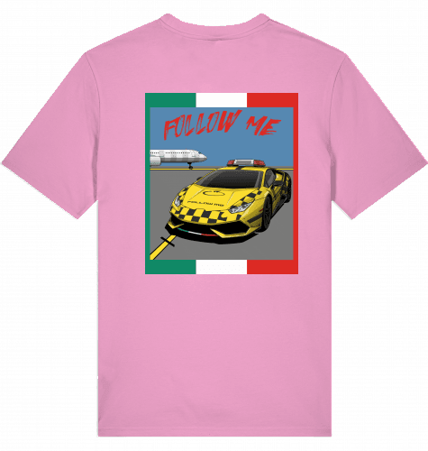 Aviation Airport T-Shirt "Follow Me Italia Supercar" Airbus A321 Bubble Pink für Piloten, Crews, Kinder & Planespotter made by SUPERSONIC aero 4U