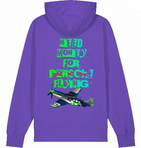 Aviation Flugzeug Hoodie Need money for flying Mustang P-51 Purple Love für Piloten, Crews, Kinder & Planespotter made by SUPERSONIC aero 4U