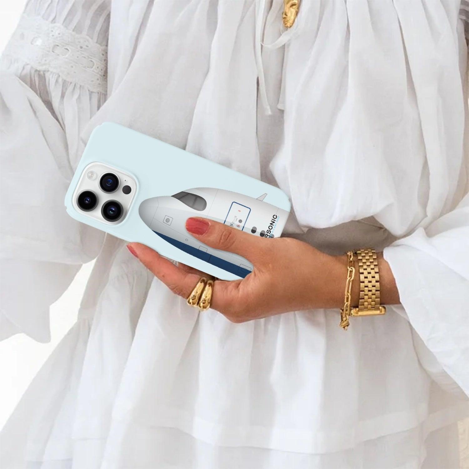 Aviation iPhone 14 Pro Case A320 Neo upright light blue für Piloten, Crews, Kinder & Planespotter made by SUPERSONIC aero 4U