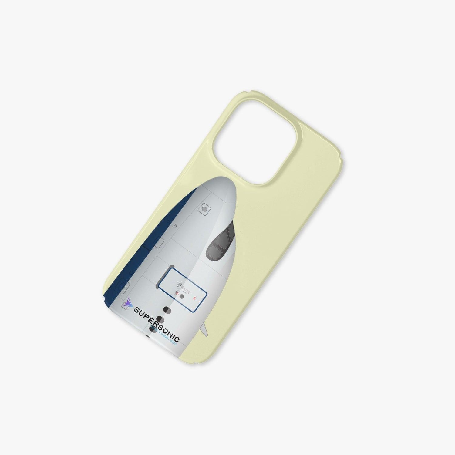 Aviation iPhone 14 Pro Case A320Neo upright light yellow für Piloten, Crews, Kinder & Planespotter made by SUPERSONIC aero 4U