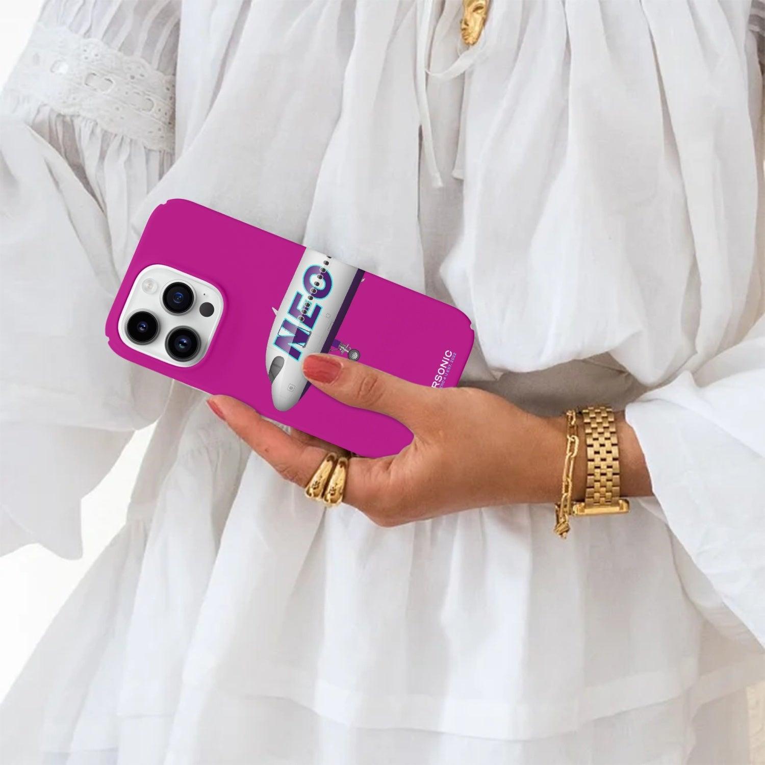 Aviation iPhone 14 Pro Case Airbus A320 Neo pink für Piloten, Crews, Kinder & Planespotter made by SUPERSONIC aero 4U