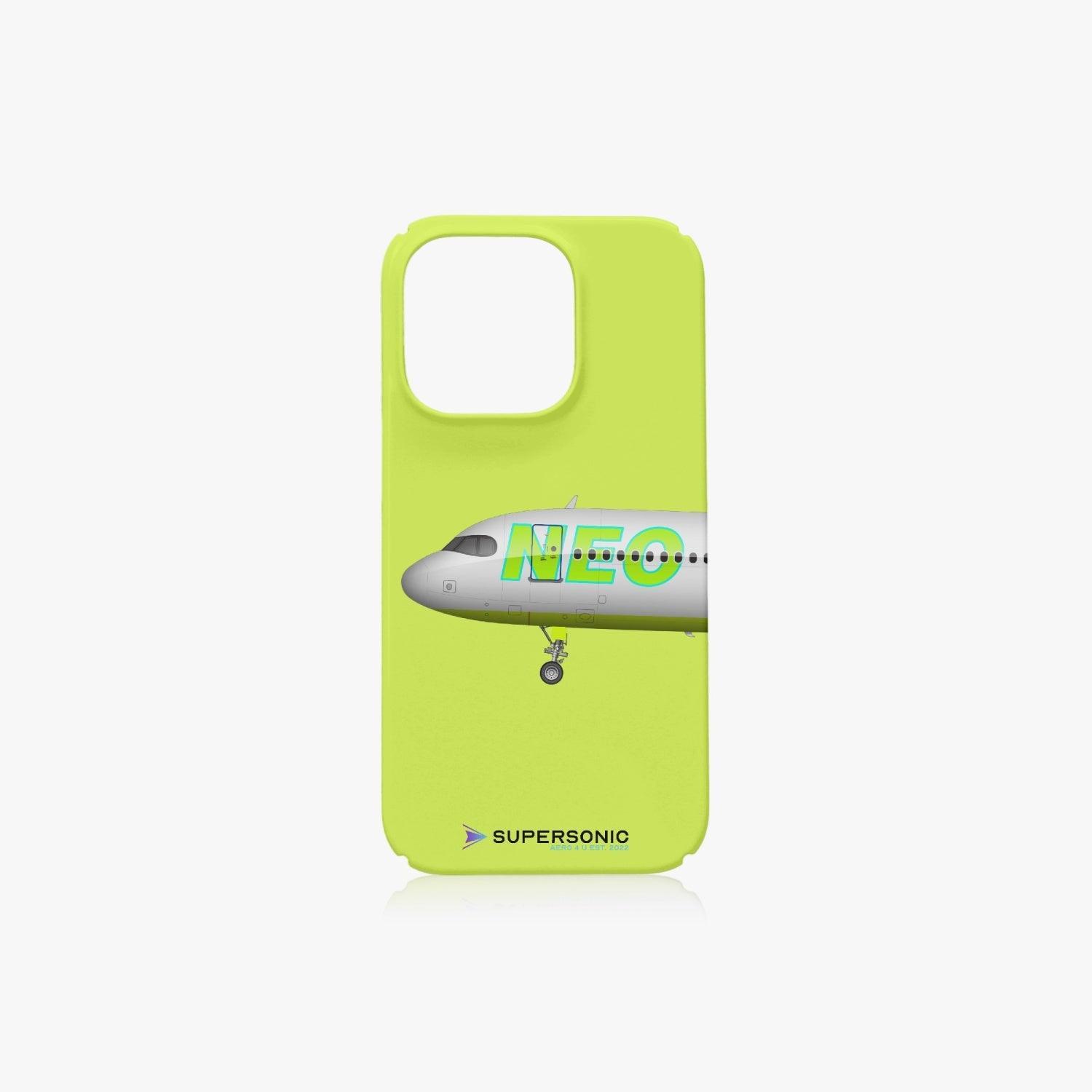 Aviation iPhone 14 Pro Case Airbus A320neo neon yellow iPhone 14 Pro für Piloten, Crews, Kinder & Planespotter made by SUPERSONIC aero 4U