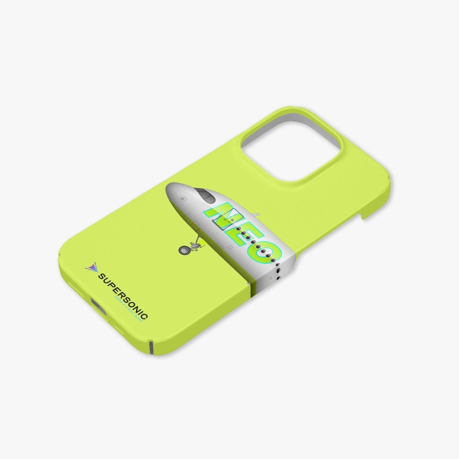 Aviation iPhone 14 Pro Case Airbus A320neo neon yellow für Piloten, Crews, Kinder & Planespotter made by SUPERSONIC aero 4U