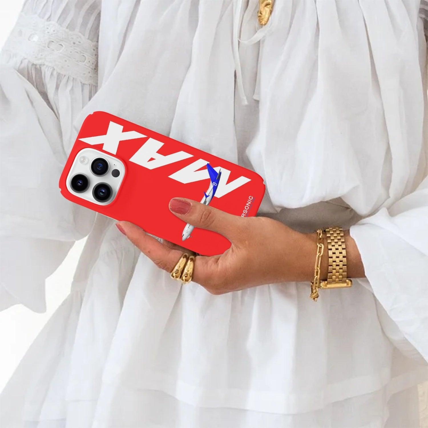 Aviation iPhone 14 Pro Case Boeing 737 MAX red für Piloten, Crews, Kinder & Planespotter made by SUPERSONIC aero 4U