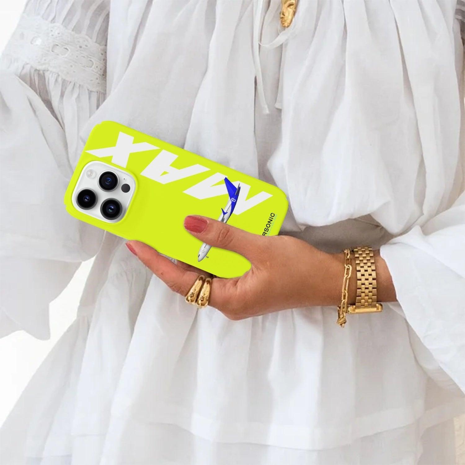 Aviation iPhone 14 Pro Case Boeing 737 MAX yellow für Piloten, Crews, Kinder & Planespotter made by SUPERSONIC aero 4U