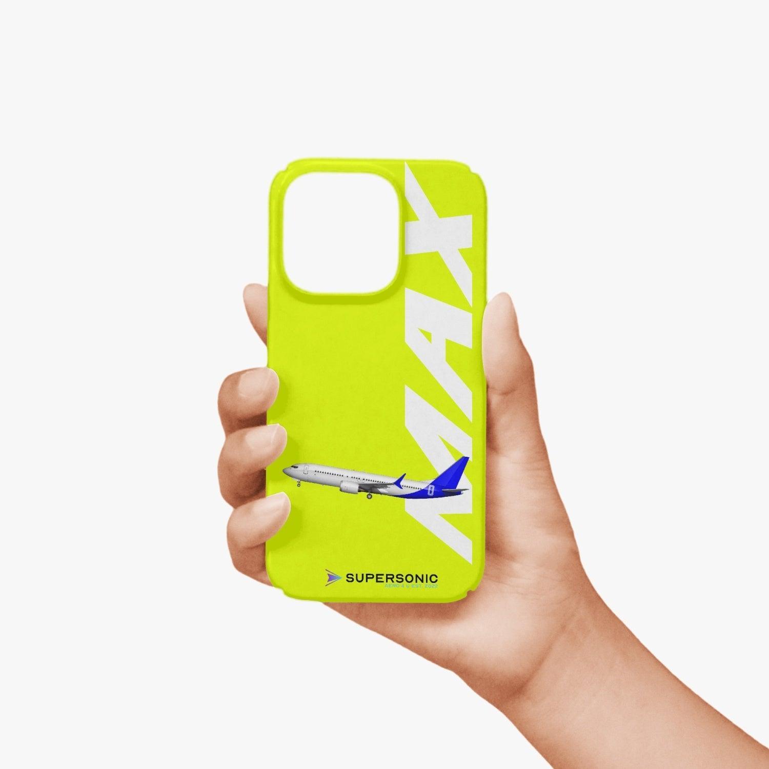 Aviation iPhone 14 Pro Case Boeing 737 MAX yellow für Piloten, Crews, Kinder & Planespotter made by SUPERSONIC aero 4U