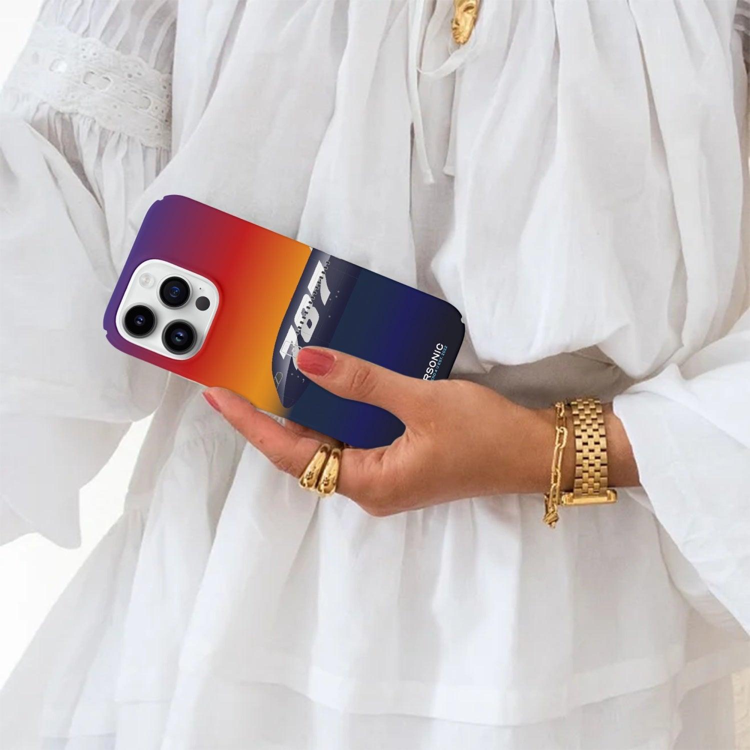 Aviation iPhone 14 Pro Case Boeing 787 Sunset für Piloten, Crews, Kinder & Planespotter made by SUPERSONIC aero 4U