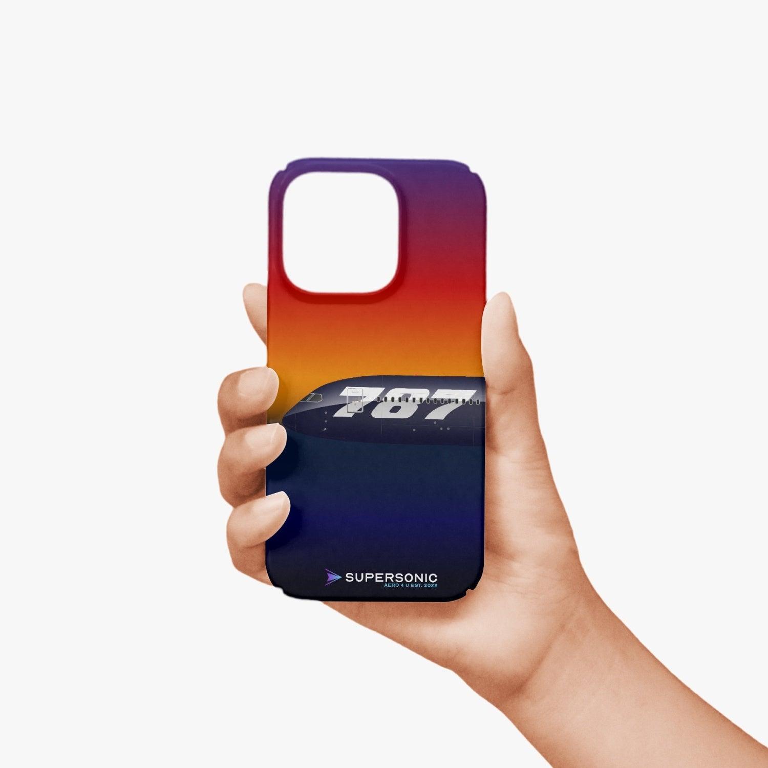 Aviation iPhone 14 Pro Case Boeing 787 Sunset für Piloten, Crews, Kinder & Planespotter made by SUPERSONIC aero 4U