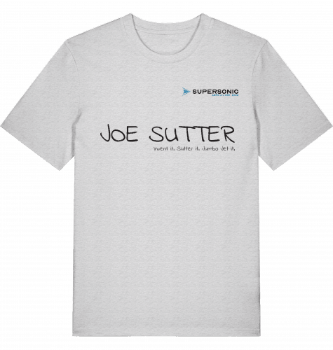Aviation Flugzeug T-Shirt "Joe Sutter" Boeing B747 Jumbojet Shirt Cool Heather Grey für Piloten, Crews, Kinder & Planespotter made by SUPERSONIC aero 4U