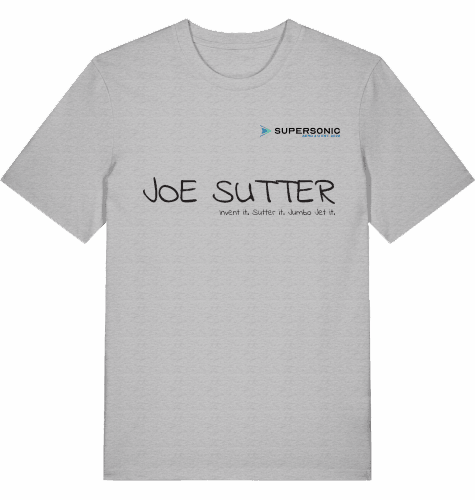 Aviation Flugzeug T-Shirt "Joe Sutter" Boeing B747 Jumbojet Shirt Heather Grey für Piloten, Crews, Kinder & Planespotter made by SUPERSONIC aero 4U
