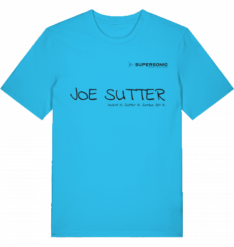 Aviation Flugzeug T-Shirt "Joe Sutter" Boeing B747 Jumbojet Shirt Aqua Blue für Piloten, Crews, Kinder & Planespotter made by SUPERSONIC aero 4U