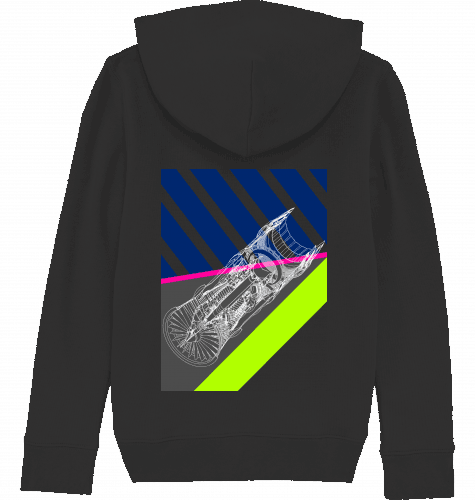 Aviation Kids Aviation Hoodie "Aircraft Engine" Black für Piloten, Crews, Kinder & Planespotter made by SUPERSONIC aero 4U