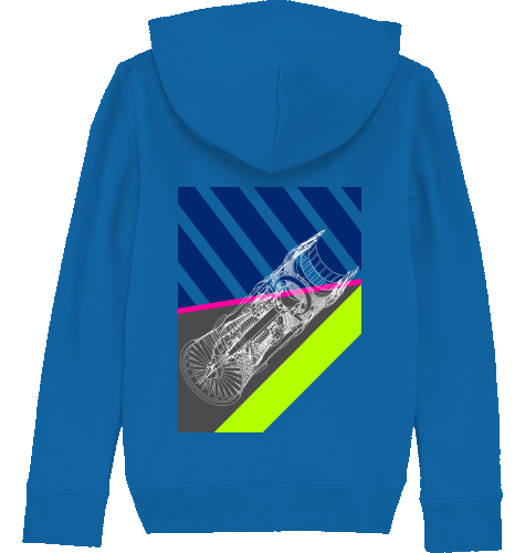 Aviation Kids Aviation Hoodie "Aircraft Engine" Royal Blue für Piloten, Crews, Kinder & Planespotter made by SUPERSONIC aero 4U