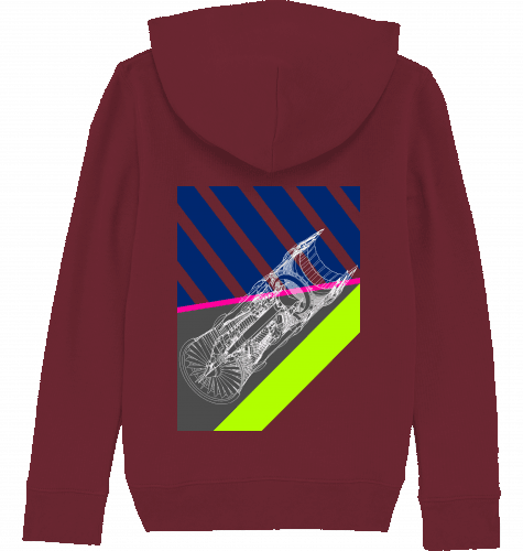 Aviation Kids Aviation Hoodie "Aircraft Engine" Burgundy für Piloten, Crews, Kinder & Planespotter made by SUPERSONIC aero 4U