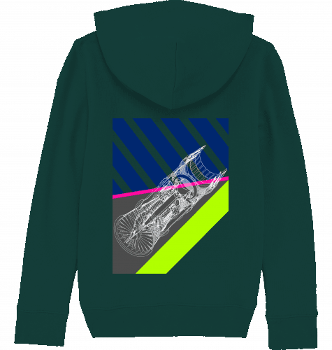 Aviation Kids Aviation Hoodie "Aircraft Engine" Glazed Green für Piloten, Crews, Kinder & Planespotter made by SUPERSONIC aero 4U