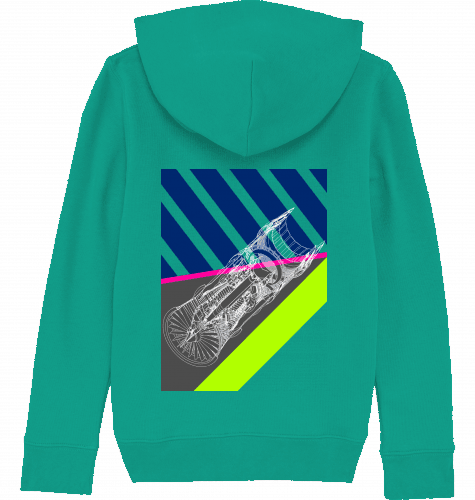 Aviation Kids Aviation Hoodie "Aircraft Engine" Go Green für Piloten, Crews, Kinder & Planespotter made by SUPERSONIC aero 4U