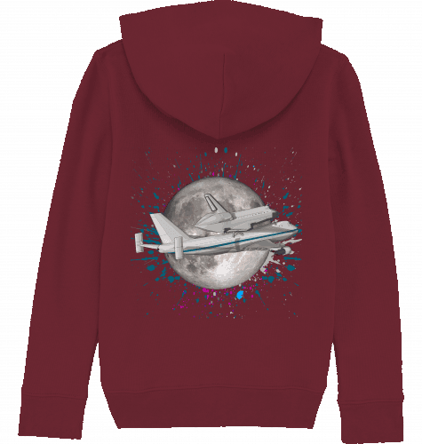 Aviation Kids Aviation Hoodie "Boeing 747 NASA Space Shuttle Jumbo Jet" Burgundy für Piloten, Crews, Kinder & Planespotter made by SUPERSONIC aero 4U