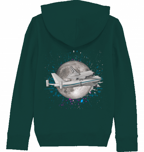 Aviation Kids Aviation Hoodie "Boeing 747 NASA Space Shuttle Jumbo Jet" Glazed Green für Piloten, Crews, Kinder & Planespotter made by SUPERSONIC aero 4U
