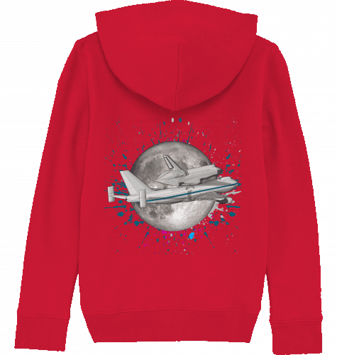Aviation Kids Aviation Hoodie "Boeing 747 NASA Space Shuttle Jumbo Jet" Red für Piloten, Crews, Kinder & Planespotter made by SUPERSONIC aero 4U