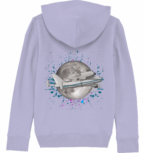 Aviation Kids Aviation Hoodie "Boeing 747 NASA Space Shuttle Jumbo Jet" Lavender für Piloten, Crews, Kinder & Planespotter made by SUPERSONIC aero 4U