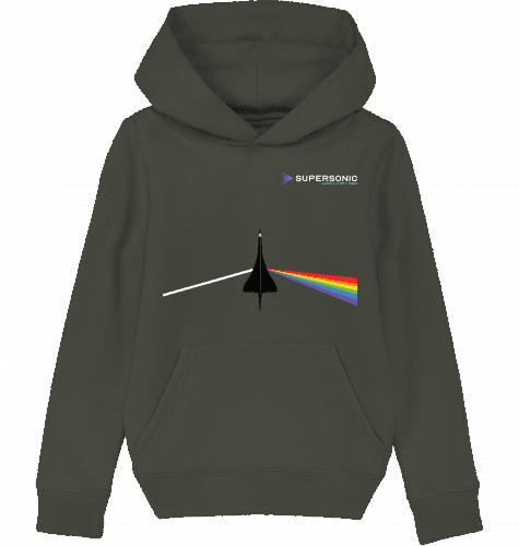 Aviation Kids Aviation Hoodie "Dark Side of Supersonic" mit Concorde Flugzeug Khaki für Piloten, Crews, Kinder & Planespotter made by SUPERSONIC aero 4U