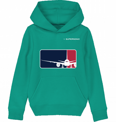 Aviation Kids Aviation Hoodie "Major League Aviation" Boeing 777 Go Green für Piloten, Crews, Kinder & Planespotter made by SUPERSONIC aero 4U