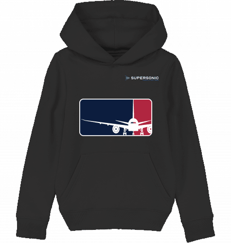 Aviation Kids Aviation Hoodie "Major League Aviation" Boeing 777 Black für Piloten, Crews, Kinder & Planespotter made by SUPERSONIC aero 4U