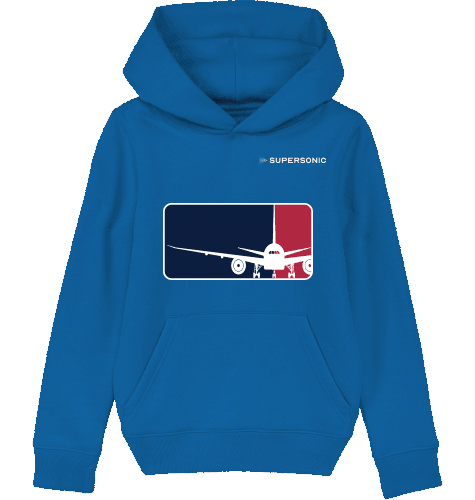 Aviation Kids Aviation Hoodie "Major League Aviation" Boeing 777 Royal Blue für Piloten, Crews, Kinder & Planespotter made by SUPERSONIC aero 4U