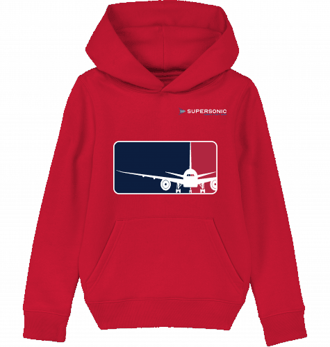 Aviation Kids Aviation Hoodie "Major League Aviation" Boeing 777 Red für Piloten, Crews, Kinder & Planespotter made by SUPERSONIC aero 4U