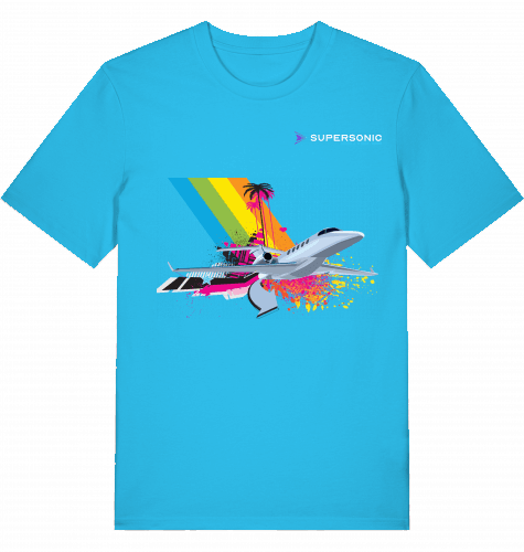 Aviation Flugzeug T-Shirt "Embraer Phenom Summer Style" Aqua Blue für Piloten, Crews, Kinder & Planespotter made by SUPERSONIC aero 4U