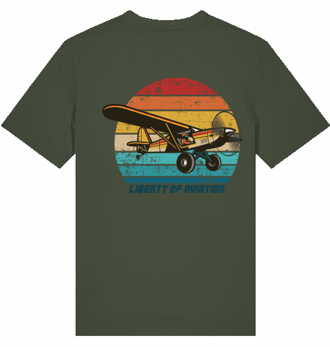 Aviation Flugzeug T-Shirt Piper Cup "Liberty of Aviation" Khaki für Piloten, Crews, Kinder & Planespotter made by SUPERSONIC aero 4U