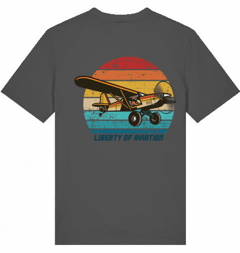 Aviation Flugzeug T-Shirt Piper Cup "Liberty of Aviation" Anthracite für Piloten, Crews, Kinder & Planespotter made by SUPERSONIC aero 4U