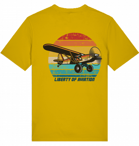 Aviation Flugzeug T-Shirt Piper Cup "Liberty of Aviation" Ochre für Piloten, Crews, Kinder & Planespotter made by SUPERSONIC aero 4U