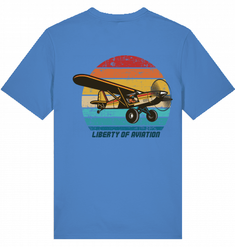 Aviation Flugzeug T-Shirt Piper Cup "Liberty of Aviation" Bright Blue für Piloten, Crews, Kinder & Planespotter made by SUPERSONIC aero 4U