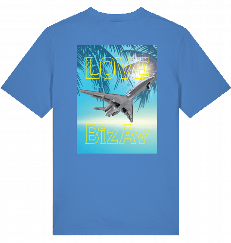 Aviation Flugzeug T-Shirt "Love BizAv" Business Aviation, Jetset Shirt Bright Blue für Piloten, Crews, Kinder & Planespotter made by SUPERSONIC aero 4U