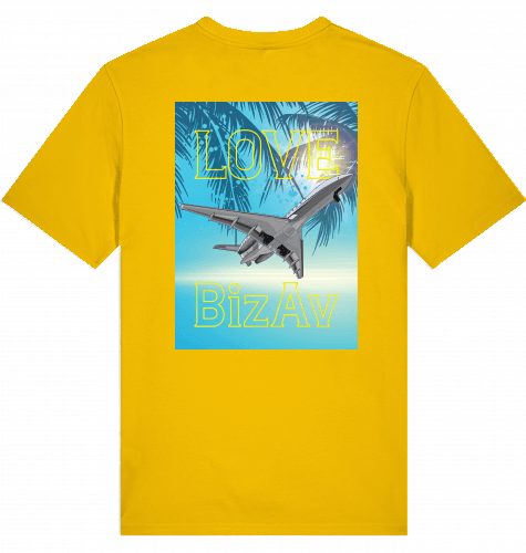 Aviation Flugzeug T-Shirt "Love BizAv" Business Aviation, Jetset Shirt Spectra Yellow für Piloten, Crews, Kinder & Planespotter made by SUPERSONIC aero 4U