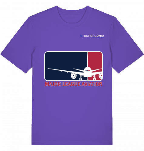 Aviation Flugzeug T-Shirt "Major League Aviation" Boeing 777 Purple Love für Piloten, Crews, Kinder & Planespotter made by SUPERSONIC aero 4U
