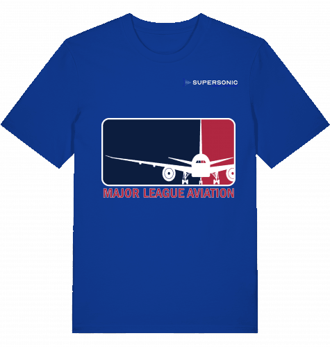 Aviation Flugzeug T-Shirt "Major League Aviation" Boeing 777 Worker Blue für Piloten, Crews, Kinder & Planespotter made by SUPERSONIC aero 4U