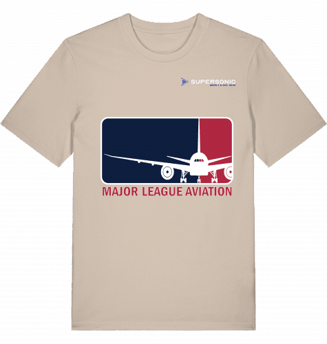 Aviation Flugzeug T-Shirt "Major League Aviation" Boeing 777 Desert Dust für Piloten, Crews, Kinder & Planespotter made by SUPERSONIC aero 4U