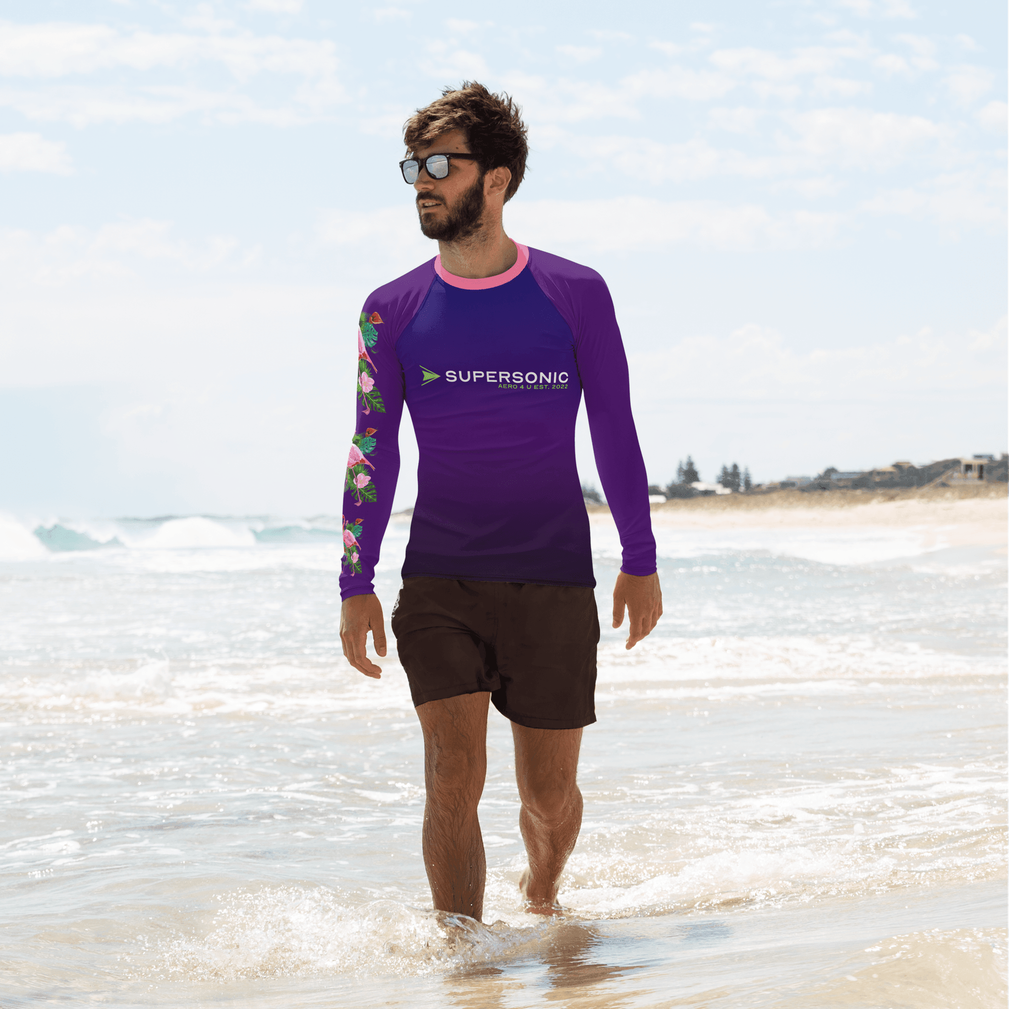 Aviation MEN Schwimm- & Sonnenschutz Shirt "Carribean Summer" AOP All Over Print 3XL für Piloten, Crews, Kinder & Planespotter made by SUPERSONIC aero 4U