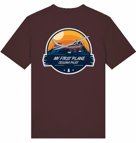Aviation Flugzeug T-Shirt "My first Plane Cessna 172" Piloten Shirt Red Brown für Piloten, Crews, Kinder & Planespotter made by SUPERSONIC aero 4U
