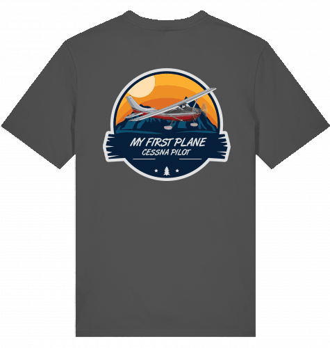 Aviation Flugzeug T-Shirt "My first Plane Cessna 172" Piloten Shirt Anthracite für Piloten, Crews, Kinder & Planespotter made by SUPERSONIC aero 4U