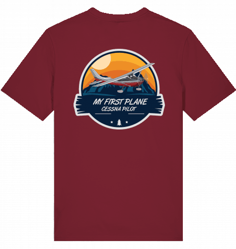 Aviation Flugzeug T-Shirt "My first Plane Cessna 172" Piloten Shirt Burgundy für Piloten, Crews, Kinder & Planespotter made by SUPERSONIC aero 4U