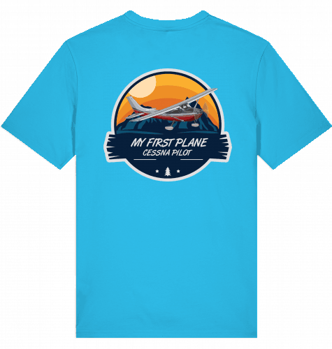 Aviation Flugzeug T-Shirt "My first Plane Cessna 172" Piloten Shirt Aqua Blue für Piloten, Crews, Kinder & Planespotter made by SUPERSONIC aero 4U