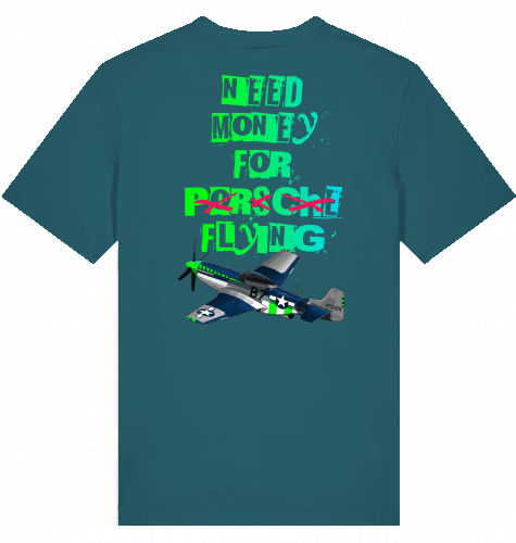 Aviation T-Shirt "Need money for flying" Mustang P-51 Flugzeug Stargazer für Piloten, Crews, Kinder & Planespotter made by SUPERSONIC aero 4U