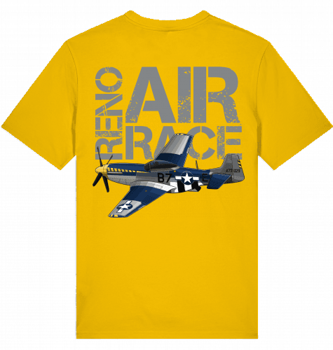 Aviation T-Shirt "Reno Air Race" Mustang P-51 Flugzeug Spectra Yellow für Piloten, Crews, Kinder & Planespotter made by SUPERSONIC aero 4U