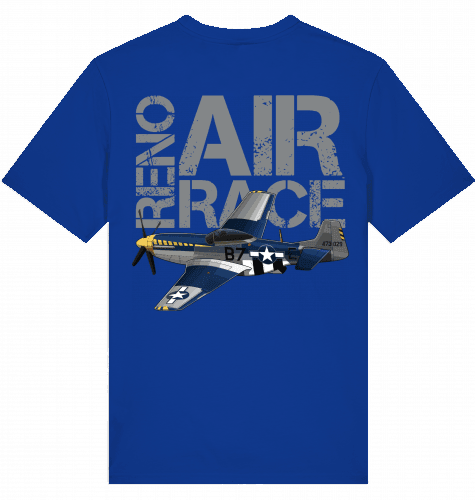 Aviation T-Shirt "Reno Air Race" Mustang P-51 Flugzeug Worker Blue für Piloten, Crews, Kinder & Planespotter made by SUPERSONIC aero 4U