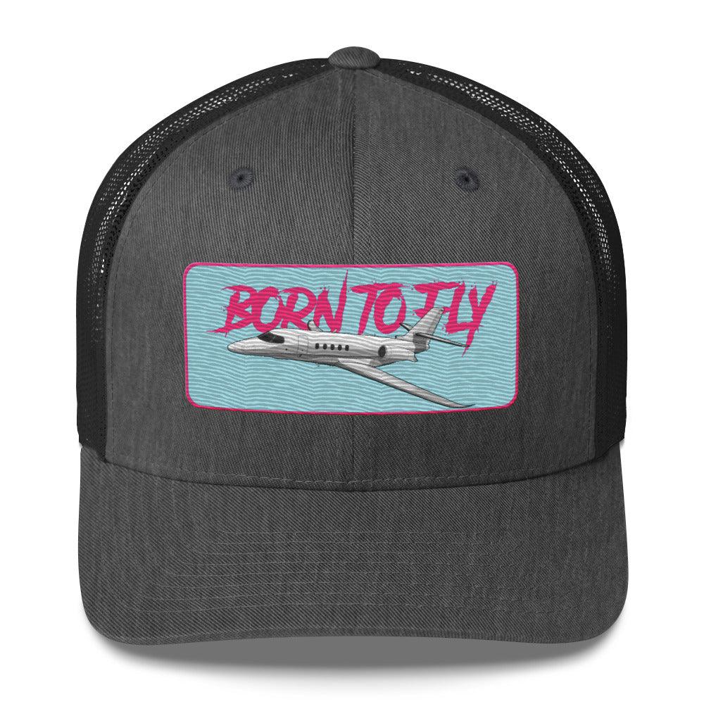 Aviation Born to Fly Trucker Cap - Premium Aviation Kappe für Piloten & Luftfahrt-Enthusiasten Dark Heather Gray für Piloten, Crews, Kinder & Planespotter made by SUPERSONIC aero 4U