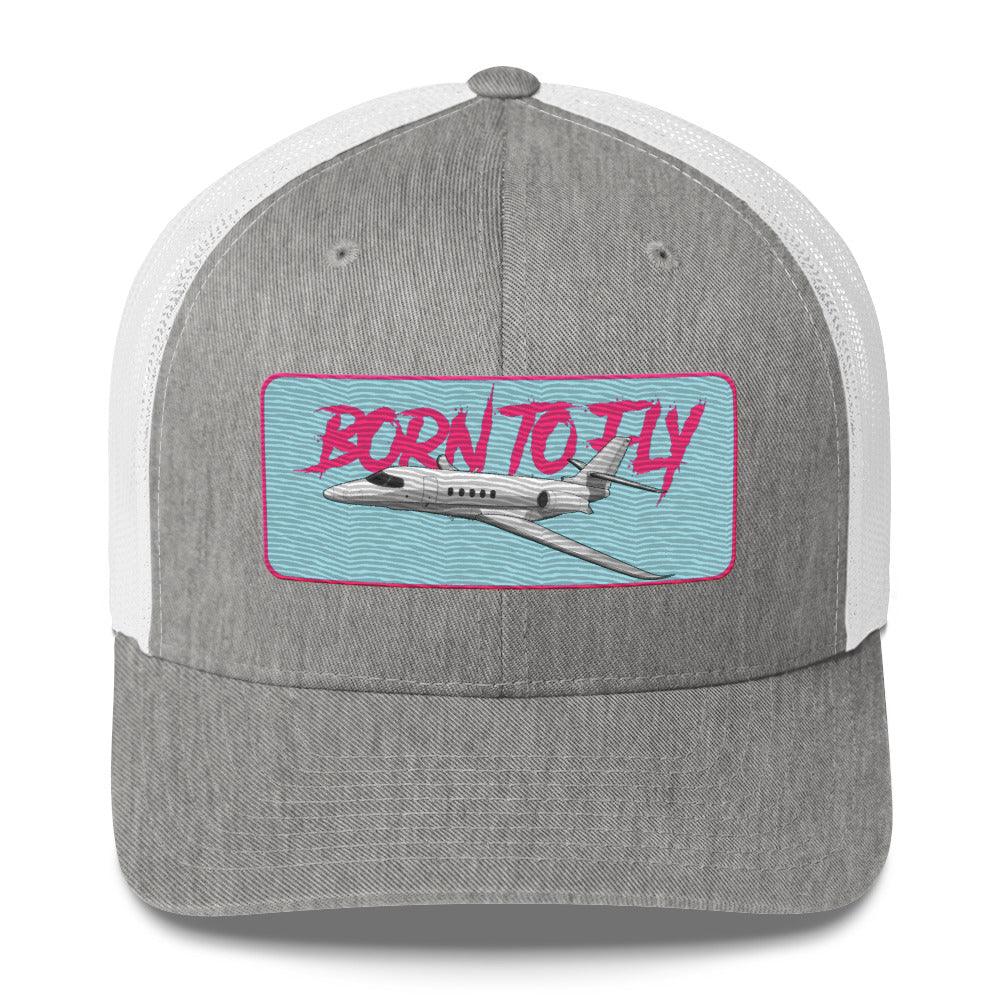 Aviation Born to Fly Trucker Cap - Premium Aviation Kappe für Piloten & Luftfahrt-Enthusiasten Heather Grey White für Piloten, Crews, Kinder & Planespotter made by SUPERSONIC aero 4U